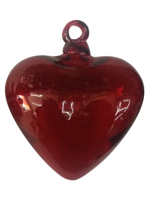 VIDRIO SOPLADO / Juego de 3 corazones rojos tamao jumbo de vidrio soplado